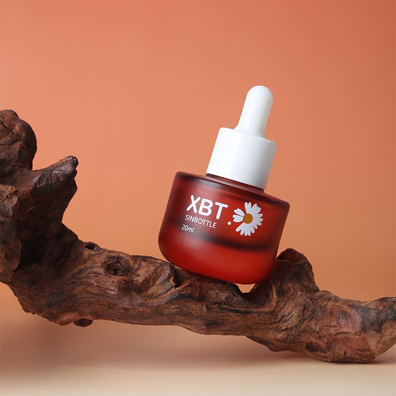 Sinbottle Round 20ml Amber Color Glass Dropper Bottle For Serum Oil Skin Care Pakcaging